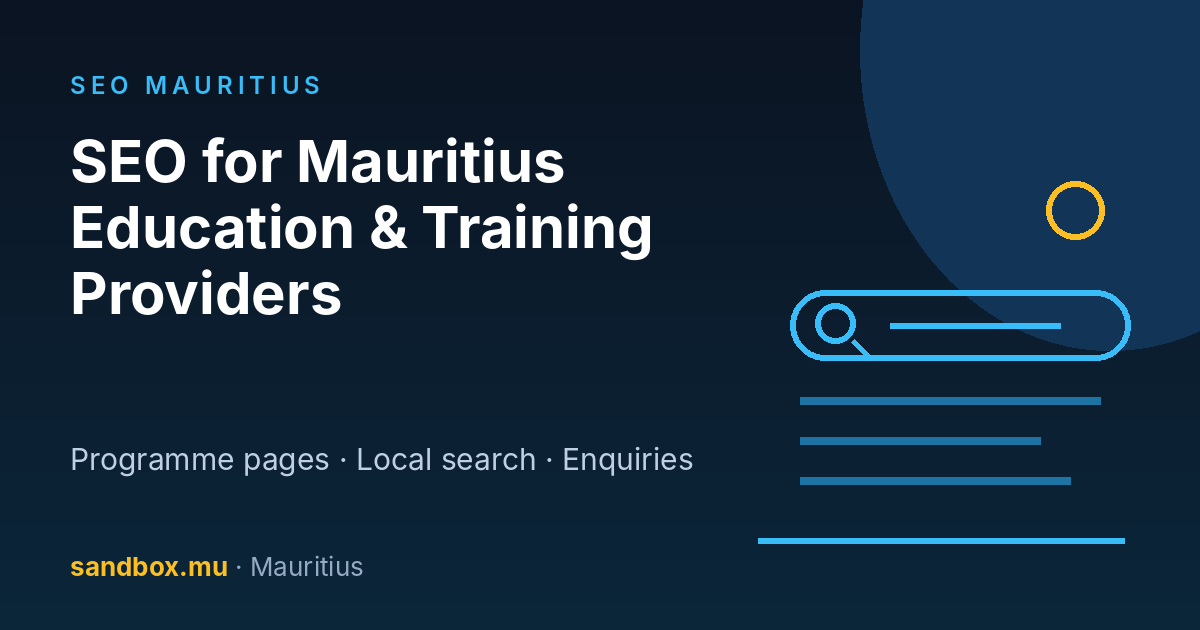 Search bar and results representing SEO for Mauritius schools, colleges and training providers